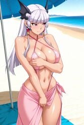ai_generated aku_no_onna_kanbu beach bikini pink_bikini sarong tagme