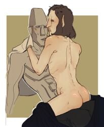 ass big_mouth blue_eyes blushing brown_hair couple couple_(romantic) couple_sex coworkers gay grey_skin half_naked half_naked_male human_resources human_resources_(netflix) lenlken logic_rock long_hair moai naked_male no_eyebrows non-human pete_doheny ribs sexual_tension shy sitting_on_lap sitting_on_person skinny skinny_male soft_skin the_shame_wizard two_males yaoi