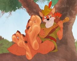 3rdharleyjoe anthro disney feet foot_fetish fox furry male male_only robin_hood robin_hood_(character) robin_hood_(disney) sitting solo solo_male
