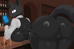 1girls absurd_res alexjoi anthro ass ass_bigger_than_head ass_focus black_body black_fur boobs boobs_bigger_than_head breasts breasts_bigger_than_head butt butt_focus cafe cat_ears cat_tail catgirl clothed curvy curvy_body curvy_female curvy_figure cute digital_media_(artwork) domestic_cat feline female fur furry hi_res huge_breasts large_breasts oc original_character pussy solo tail thick_thighs thighhighs thighs work_uniform