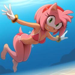 1girls ai ai_generated amy_rose dragonsoul2875 female hedgehog sega solo sonic_(series) sonic_the_hedgehog_(series) swimsuit underwater