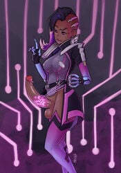 1futa balls dark-skinned_futanari dark_skin erection futa_only futanari intersex overwatch penis solo sombra sulcatexxviii testicles