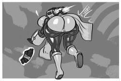 1girls 2021 anus artificer_(risk_of_rain) ass big_ass female floating from_below hi_res jetpack monochrome pussy ripped_clothing risk_of_rain risk_of_rain_2 theboris thick_thighs thighs