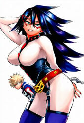 ai_generated artist_name artist_request big_ass big_breasts big_butt black_hair blonde blonde_hair blonde_male boku_no_hero_academia breasts clothed clothed_female clothed_female_clothed_male clothed_male clothed_male_clothed_female clothing hero_outfit_(mha) huge_ass huge_breasts huge_butt japanese_female katsuki_bakugou light-skinned_female light-skinned_male light_skin long_hair mask masked masked_female midnight_(my_hero_academia) my_hero_academia nemuri_kayama no_sex red_eyes smile smiling smiling_at_viewer