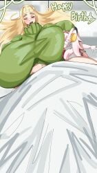 1futa 1girls big_breasts boob_squish breasts breasts_bigger_than_head breasts_on_face dragon dragon_futa dragon_humanoid enormous_breasts female futanari giant_breasts gigantic_breasts ginormous_breasts huge_breasts hyper_breasts large_breasts massive_breasts sleeping small_but_hung smaller_futa squish sushi_(yakisoba_010605) taller_female trap yakisoba_010605