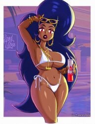 1girls alternate_version_available arm_behind_head artist_name big_breasts bikini bikini_bottom bikini_top black_lips black_lipstick bottomwear bracelet breasts cleavage cosplay dark_blue_hair drink ear_piercing earrings female female_only grand_theft_auto_vi gta_vi_cover_girl hair half-closed_eyes headwear hips holding_drink holding_object hoop_earrings lip_piercing lips lipstick lo_franco long_hair long_nails mature mature_female mature_woman milf mother nail_polish nails necklace neckwear ok_k.o.!_let's_be_heroes parted_lips pierced_lip pink_nail_polish pink_nails pose posing red_eyes solo solo_female sparkles sunglasses sunglasses_on_head swimwear thick_thighs thighs topwear vampire vampire_girl white_bikini wide_hips wilhamena