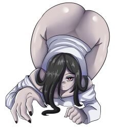1girls alternate_version_available ass ass_focus ass_up bent_over big_ass black_hair bottomless breasts clothing dress female female_focus female_only haikidess huge_ass nail_polish no_panties painted_nails red_eyes solo solo_female solo_focus the_ring thick thick_ass thick_thighs yamamura_sadako