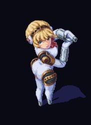 1girls aigis_(persona) android android_girl anime anime_character aryan ass ass_up back back_view black_background blonde_hair blue_eyes boobs breasts female female_only fingers hot_as_fuck light-skinned_female light_skin northern_european peak peak_fiction persona persona_3 persona_3:_dancing_in_moonlight persona_3_fes persona_3_portable persona_3_reload pixel pixel_art robot robot_girl simple_background solo upper video_game_character video_games white_female white_skin white_skinned_female