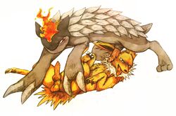 eeveelution electric erebus_(pokemon) fellatio feral fire fur jolteon male_jolteon moulting nintendo oral pokémon_(species) pokemon sandlava sex