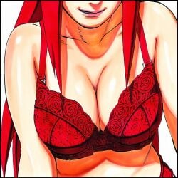 1:1 1girls 2d accurate_art_style accurate_body_type ai_generated arms_at_sides bare_arms bare_shoulders belly black_border bra breast_focus breasts breasts_squeezed_together busty cel_shading clothing collarbone facing_viewer female female_focus female_only from_above front_view full_color grin head_out_of_frame high_resolution highres lace lace-trimmed_bra lace_trim large_breasts light-skinned_female light_skin line_art lineart lingerie lingerie_bra long_hair looking_at_viewer manga_style masashi_kishimoto_style mature_female milf narrow_waist naruto naruto_(series) naruto_shippuden official_style panties parted_lips pink_lips red_bra red_panties red_underwear shiny_skin short_hair simple_background slender_waist slim_waist smile soft_shading solo solo_female solo_focus standing underwear upper_body uzumaki_kushina viewed_from_above waifu white_background
