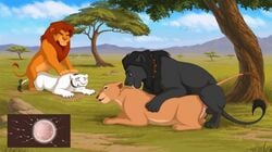 balls disney female female_feral feral foursome from_behind_position group group_sex licking male nala otherchars painful sex simba straight the_lion_king tongue tongue_out