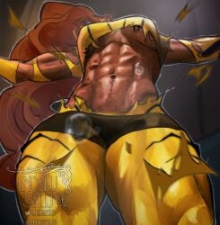 abs abs_focus accidental_exposure andalusialu belly_button big_breasts breasts deadpool_&_wolverine_(2024) female female_only female_pubic_hair fit fit_body fit_female ginger ginger_female ginger_hair happy_trail marvel midriff muscular muscular_female muscular_thighs navel no_bra oc offscreen_male orange_hair original_character pubic_hair pubic_hair_peek ripped_clothing scene_reference solo solo_female spider-man_(series) spidersona stomach superheroine thick_thighs thighs torn_clothes underboob wardrobe_malfunction