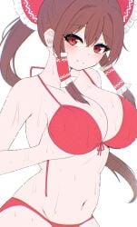 1girls bikini breasts long_hair mikan7f reimu_hakurei swimsuit tagme touhou