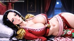 1girls 2d ai_generated big_breasts black-haired_female black_hair boa_hancock cleavage ero2danime female female_only large_breasts one_piece