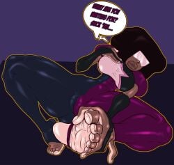 1girl barefoot chocolate_girl countershade_feet dark-skinned_female dark_skin ebony ebony_female feet foot_fetish garnet_(steven_universe) moccafiend soles steven_universe