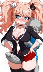 1boy 1girls danganronpa groping groping_breasts junko_enoshima large_breasts penis precum self_upload small_dom_big_sub tagme thick_thighs thighhighs thighjob unepicroachy veiny_penis y/n_(unepicroachy)