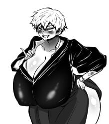 1girls ass bent_over big_breasts blush breasts cleavage enormous_breasts fat_ass female female_naoya female_only giant_breasts gigantic_breasts hand_on_hip huge_ass huge_breasts jujutsu_kaisen large_breasts massive_breasts nipples_visible_through_clothing plump_thighs rule_63 thick_thighs thighs thunder_thighs voluptuous voluptuous_female zenin_naoya