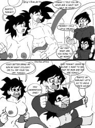 accidental_exposure bad_parenting bardock big_breasts comedy dialogue dragon_ball dragon_ball_super dragon_ball_z gine having_sex humor_porn humorous leaving naked naked_female saiyan saiyan_female saiyan_tail scared scared_expression seripa tits walked_in_on yelling