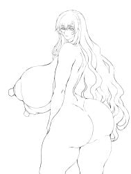 areolae ass ass_focus back_view backboob belly_button big_areola big_ass big_breasts big_nipples blush breasts circlet commission commissioner_upload deirdre_(fire_emblem) desuroguma fire_emblem fire_emblem:_genealogy_of_the_holy_war gigantic_breasts huge_areolae huge_ass huge_breasts huge_nipples hyper hyper_breasts massive_breasts nipples open_arms skeb_commission sketch smile