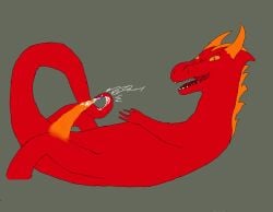 2019 absurd_res cock_vore cum feral hi_res male male_pred penis simple_background size_difference teeth vore