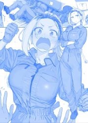 animated big_breasts blushing_at_viewer breast_expansion breast_growth breasts_bigger_than_head coveralls discord_(app) edited_image embarrassed getsuyoubi_no_tawawa himura_kiseki large_breasts liska massive_breasts mechanic sequence tagme tears_in_eyes tight_clothing video
