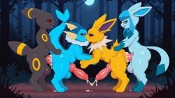 3_fingers 3_toes 4_fingers 4k absurd_res ai_generated anal anal_penetration animal_genitalia animal_penis anthro anthro_on_feral anthro_penetrating anthro_penetrating_feral balls bestiality big_balls big_penis big_tail biped black_body black_eyes black_sclera blue_body blue_sclera bodily_fluids butt canine_genitalia canine_penis cum cum_in_ass cum_inside cum_on_body cum_on_butt cum_on_ground cum_on_penis eeveelution eyebrows fangs feet feral feral_penetrated fingers forest generation_1_pokemon generation_2_pokemon generation_4_pokemon genital_fluids genitals glaceon group half-closed_eyes hand_on_partner's_butt hi_res huge_balls huge_penis jolteon knot licking long_ears long_tail looking_at_another looking_at_partner male male/male male_penetrated male_penetrating male_penetrating_male markings moon narrowed_eyes night nintendo open_mouth open_smile outside_sex paws penetration penile penile_penetration penis penis_in_ass plant pokemon pokemon_(species) red_sclera semi-anthro sex sheath smile smiling_at_partner snout spikes spikes_(anatomy) standing standing_sex star tail teeth toes tongue tongue_out tree umbreon vaporeon white_body white_eyes yellow_body yellow_markings yiff_ai_(director)