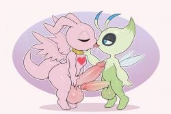 3_fingers 3_toes absurd_res ai_generated antennae_(anatomy) anthro balls bandai_namco big_balls big_penis big_tail blue_eyes bodily_fluids celebi crossover digimon digimon_(species) digimon_tamers duo eyes_closed feet fingers french_kissing frottage generation_2_pokemon genital_fluids genitals gold_ring green_body half-closed_eyes hand_on_penis heart_(marking) hi_res huge_balls huge_penis hyper hyper_genitalia hyper_penis kissing legendary_pokemon long_ears long_tail male male/male marineangemon narrowed_eyes nintendo penis pink_body pokemon pokemon_(species) precum precum_on_penis pupils saliva saliva_string sex simple_background standing tail toes tongue tongue_out touching_penis white_pupils wings yiff_ai_(director)