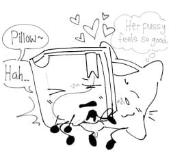 battle_for_dream_island bfdi book_(bfdi) dialogue monochrome object_shows pillow_(bfdi) tentacle tentacle_penis tentacle_sex text text_bubble