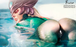 16:10 anus ass cum female female_only firolian head_fins hips league_of_legends legs marai mermaid monster_girl nami_(league_of_legends) pussy solo tagme thighs topless vagina