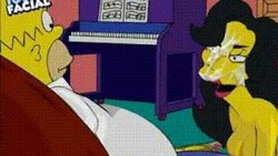 animated black_hair cum cum_in_mouth cumshot drawn-hentai facial famous-toons-facial fellatio female homer_simpson julia_(the_simpsons) oral the_simpsons