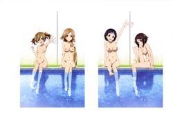 4girls areolae armpits ayano_keiko barefoot black_eyes black_hair breasts brown_eyes brown_hair feet female female_only full_body hair_ornament hazel_eyes human in_water kirigaya_suguha lisbeth long_hair long_legs looking_at_viewer multiple_girls navel nipples nude nude_filter open_mouth orange_hair pool shinozaki_rika short_hair silica sitting small_breasts smile sword_art_online sword_art_online:_extra_edition water wet yuuki_asuna