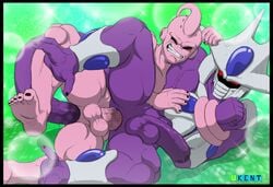 2boys alien anal anal_sex anus armor ass balls barefoot bondage bound cooler_(dragon_ball) dragon_ball dragon_ball_z erection furry gay gums headgear helmet lying majin_buu male male_only nude on_side penetration penis sex smile spread_legs spreading super_buu thick_penis ukent vein veiny_penis yaoi