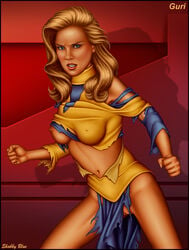 areola areolae big_breasts blonde_hair blue_eyes breast_out female female_focus female_only guri half-dressed nipples_visible_through_clothing pussy ripped_clothes ripped_clothing shabby_blue shadows_of_the_empire star_wars torn_clothes