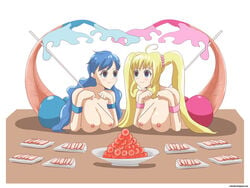 2girls areola bimbo blonde_hair breasts busty cleavage death egg empty_eyes female_death fish_eggs mermaid monster_girl multiple_girls nipples peril tail veiled616 voluptuous