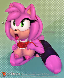 2016 alternate_body_type amy_rose anthro areola big_breasts breasts erect_nipples female hedgehog mammal nipples pussy scificat solo sonic_(series)