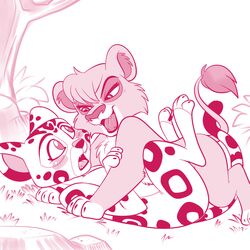 blush cheetah disney duo fangs feline female female_feral feral forced fuli fur lion lonbluewolf mammal monochrome pink_theme rape spots spotted_fur the_lion_guard the_lion_king vitani