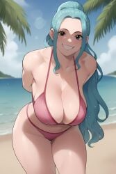 1girls ai_generated azure_(artist) bare_arms bare_legs bare_shoulders bare_thighs beach big_breasts bikini bikini_bottom bikini_top blue_eyes blue_hair clothed clothing color female female_focus female_only hi_res huge_breasts large_breasts leaning_forward light-skinned_female light_skin long_hair looking_at_viewer nefertari_vivi one_piece sand sea shounen_jump smiling_at_viewer solo solo_female tagme thick_thighs water