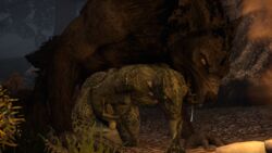 3d anal argonian balls canine drooling hopwiresfm_(artist) male mammal penis saliva scalie skyrim source_filmmaker the_elder_scrolls were werewolf yaoi