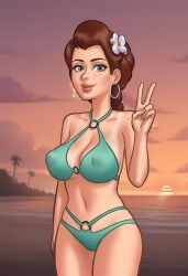 1girls 2025 2d_(artwork) ai_generated beach beach_background becca_(summertime_saga) big_breasts bikini bikini_bottom bikini_top bra breasts cameltoe civitai daeisi digital_drawing_(artwork) erect_nipples erect_nipples_under_clothes female female_only freckles freckles_on_breasts freckles_on_chest freckles_on_face freckles_on_shoulders green_eyes light-skinned_female light_skin medium_breasts nipples nipples_visible_through_clothing panties pussy pussy_lips pussy_peek red_hair red_hair showing_off smile smiling standing summertime_saga tanline tanlines teenage_girl teenager