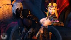 1futa 1girls 3d alternate_breast_size animated areola black_skin blonde_hair blue_eyes blue_skin bouncing_breasts breasts busty cleavage corset dark-skinned_female dark_elf dark_skin dickgirl elf elf_female fallen_throne female futa_on_female futa_with_female futanari hourglass_figure humanoid hylian hyrule_warriors implied_futanari intersex large_breasts long_hair lordaardvark nintendo nipple_piercing nipple_ring nipples piercing pointy_ears princess_zelda queen_nualia riding short_hair sitting sitting_on_lap sound source_filmmaker tagme the_legend_of_zelda video voluptuous white_hair yellow_eyes zelda_(hyrule_warriors)