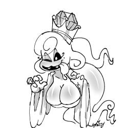 breast breasts crown eyelashes ghost ghost_girl ghost_tail large_ass large_breasts queen ring shiny shiny_skin snappy_snaz tongue tongue_out whispy_tail