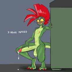 ash_(g-h-) femboy half-erect hiding precum scalie unknown_artist