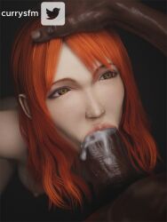 3d 3d_(artwork) blender breasts cissnei cum cum_in_mouth cum_inside currysfm dark-skinned_male dark_skin fellatio final_fantasy final_fantasy_vii final_fantasy_vii_remake hand_on_head interracial light-skinned_female oral red_hair sucking_penis