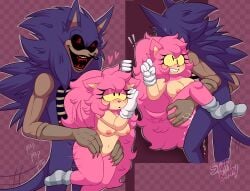 breasts cum_in_pussy cum_inside cute eimy eimy_(rabbitseasonart) female furry furry_only grabbing_from_behind monster monster_boy naked naked_female oc original_character original_characters pink_hair size_difference smaller_female smiling_at_partner sonic.exe sonic.exe_(character) sonic.exe_(series) sonic.ribs stuffybunny_(artist) tall_male