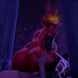 3d big_ass big_breasts blender cowgirl_position cum cum_in_pussy cum_inside ear_piercing female female_focus five_nights_at_freddy's foxy_(fnaf) from_behind gloves grabbing_ass grabbing_from_behind heel_boots heels looking_at_another ogtamarindo robot robot_girl rule_63