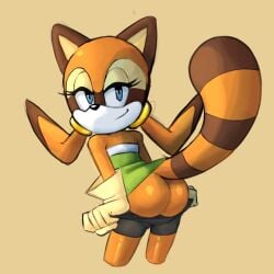 1girls anthro ass ass_out big_ass bubble_butt clothing female female_only looking_at_viewer looking_back marine_the_raccoon mooning nitrowolf_(artist) raccoon shorts shorts_down smile sonic_(series) sonic_the_hedgehog_(series) tail thick_thighs wide_hips