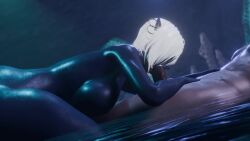 3d animated assdepik big_breasts big_penis blowjob cinderdryadva dark-skinned_female dark_skin deep_blowjob fallen_throne fellatio light-skinned_male oral queen_nualia sound tagme video voluptuous white_hair