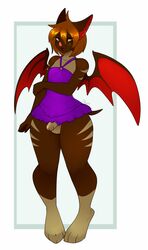 anthro balls bat clothed clothing crossdressing flaccid girly hiddenwolf humanoid_penis kaz_(kazudanefonfon) male mammal penis slightly_chubby solo tagme thick_thighs uncut wide_hips