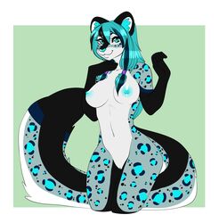 anthro breasts feline female hiddenwolf kneeling looking_at_viewer mammal nipples nude pussy smile solo wide_hips