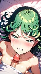 1girls ai_generated angry annoyed annoyed_expression bed bedroom breasts cum cum_in_mouth cum_inside cum_on_breasts cum_on_face forced forced_oral green_eyes green_hair one-punch_man semen semen_in_mouth semen_on_body semen_on_breasts small_breasts small_hips small_tits small_waist tatsumaki titjob violated_heroine violation